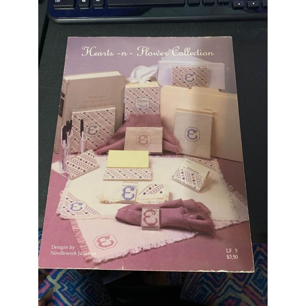 Vintage 1987 Hearts n Flowers Collection Monogram Needlework Craft Booklet